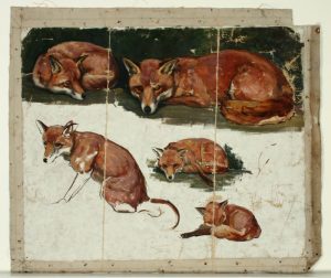 Violet Whiteman (England, b.1873, d.1952), Foxes, oil on canvas. Collection of the Sarjeant Gallery Te Whare o Rehua Whanganui. Gift of Mrs Cynthia Johnson, 1994. 1994/1/1.